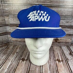 Vtg APWU Hat Snap Back Baseball Cap Mens Blue 90s Postal Workers Union USA NWOT